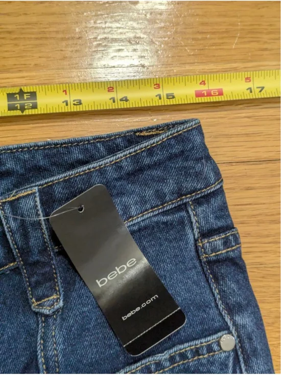 Bebe NWT High Waist Lace Up Wide Leg Jeans Size 32 - Picture 11 of 15